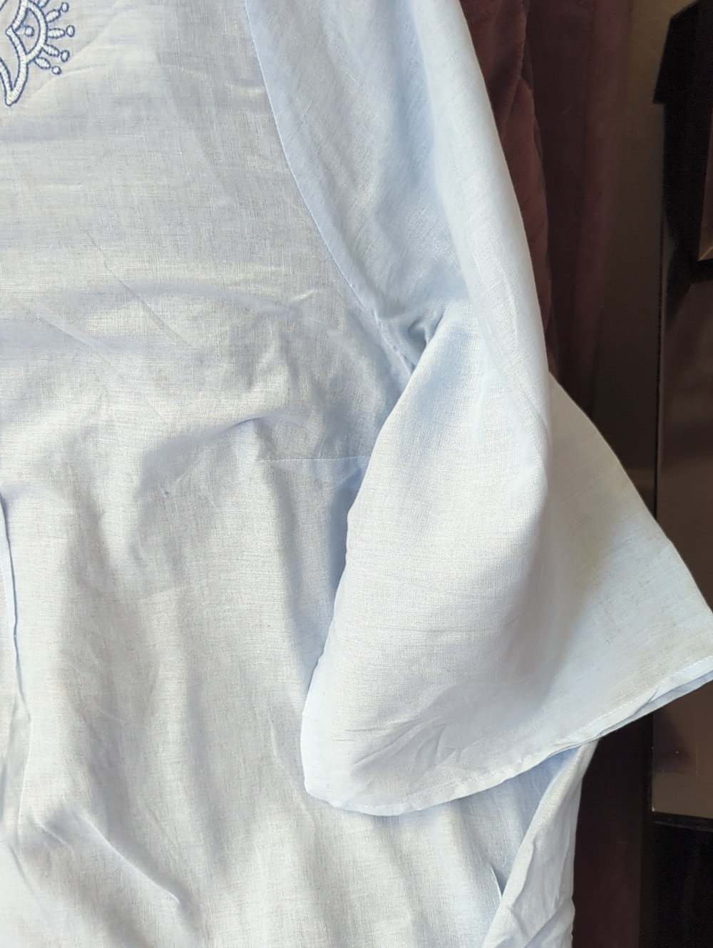 Catherines Light Blue Embroidered V-Neck Tunic with Tassels - Picture 4 of 4